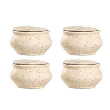 Caffeine Dip and Sauce Ceramic/Stoneware Little Haandi Serving Bowl (Cream) -Set of 4