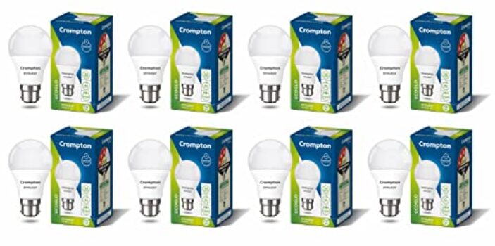 Crompton Dyna Ray 7W Round B22 LED Cool Day Light Pack of 8