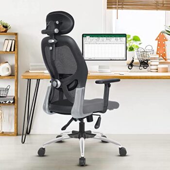 Green Soul New York Superb Office Chair, High Back Mesh Ergonomic Home Office Desk Chair with 2D Adjustable Armrests & Lumbar Support, Knee-Tilt Mechanism & Metal Base (Black Grey)