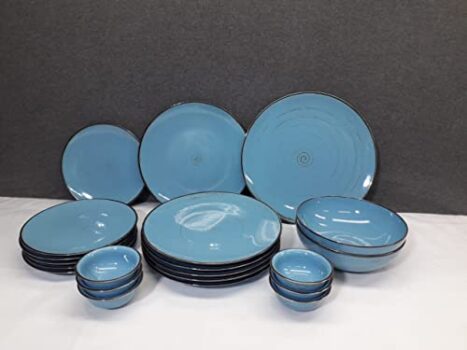 Hitkari Porcelain Blue Sky 27 Pc. Dinner Set for 6|for Home & Kitchen | Material: Porcelain | Premium Quality with Elegant Design | 27-Pices, Blue, Microweb Safe & Dishwasher Safe