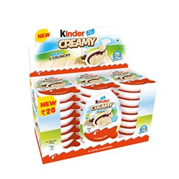Kinder Creamy Pack of 24 Milky and Cocoa Chocolate with Extruded Rice, 456 g