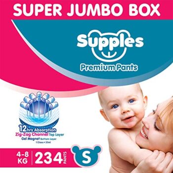Supples Baby Diaper Pants S(4-8kg) Super Jumbo Box (234 Piece) (78*Pack of 3)