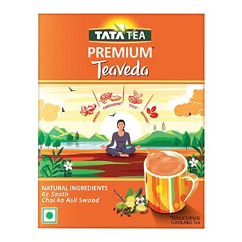 Tata Tea Premium Teaveda | Premium Assam Tea Leaves | With Goodness of Time-tested Indian Ingredients -Tulsi, Elaichi, Ginger & Brahmi | Flavoured Tea | 500g