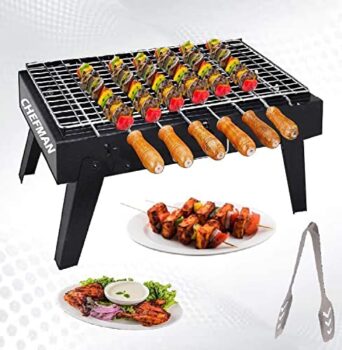 Chefman Premium Barbeque Grill with 6 Skewers Coal-Base Gardening Barbeque (Black)
