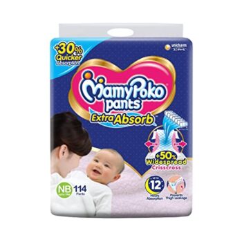 MamyPoko Pants Extra Absorb NB114,Unisex Baby, Pack of 114