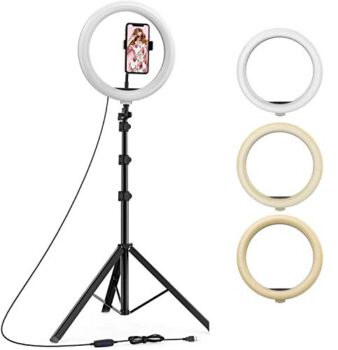 Tygot 10 Inches Big LED Ring Light for Camera, Phone tiktok YouTube Video Shooting and Makeup, 10" inch Ring Light with 7 Feet Long Foldable and Lightweight Tripod Stand