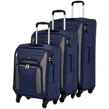 Amazon Brand - Solimo Softsided Suitcase Set with Wheels and TSA Lock (78 cm + 68.5 cm + 56.5 cm), Blue